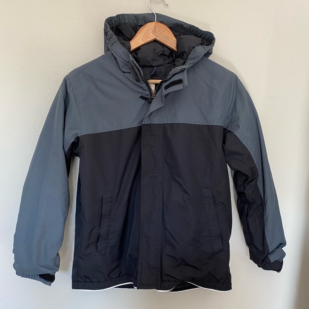 Boys Medium Lands’ End Coat black and gray sz 10-12
